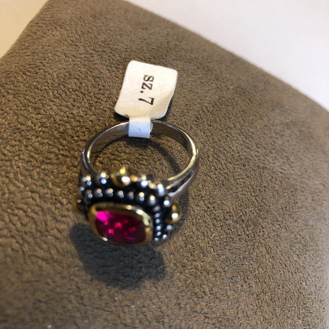 Park Lane Jewelry, "CRIMSON TIDE" Ring, Size 7 Red CZ Silvertone NWT