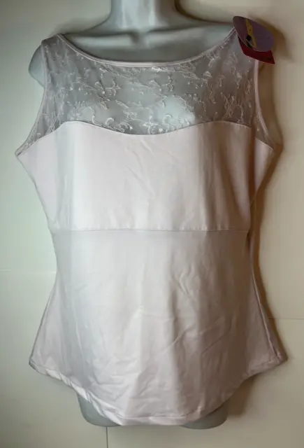 Spanx Hide & Sleek Lace Inset Pink Shaping Tank Top L70750 Size Large