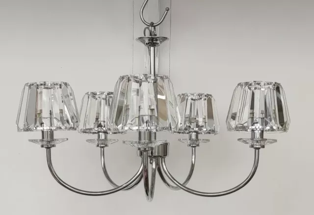 LAURA ASHLEY CAPRI 5 Arm Ceiling Chandelier Light Chrome