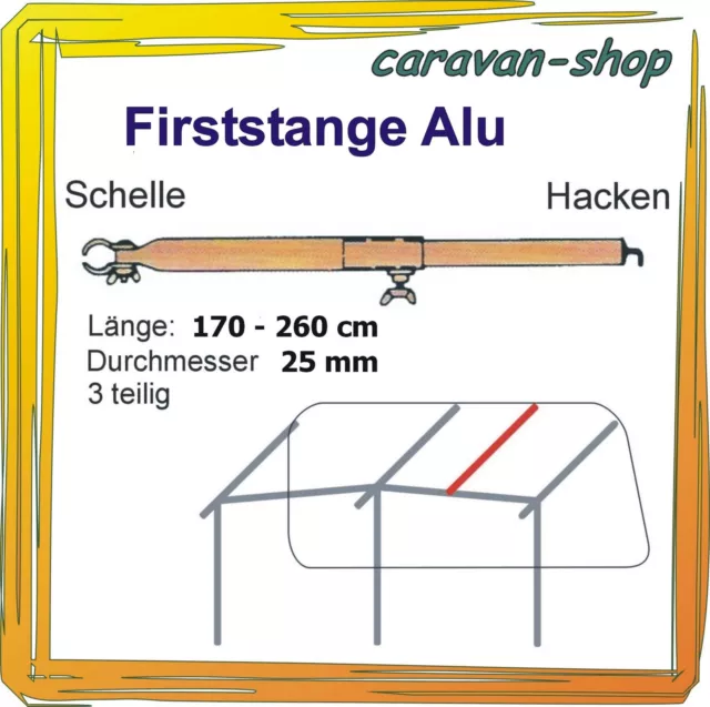 Alu Dachhakenstange 25 mm Zelt-Stange Firststange Zeltstangen Vorzelt Wohnwagen