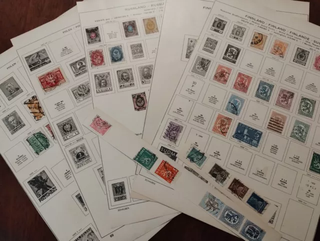 über 50 alte Briefmarken aus Polen- Finnland und Russland- gestempelt s. Fotos!