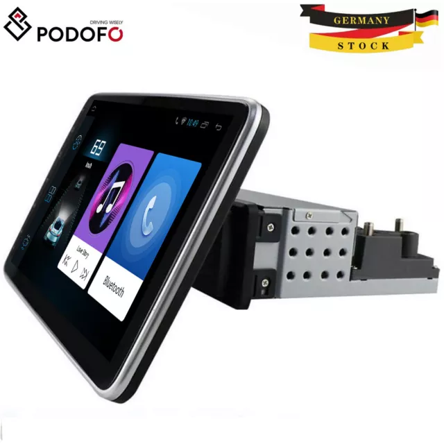 10.1" Android 12 Autoradio 1 DIN mit GPS Navi WiFi BT USB DAB Drehbar Bildschirm