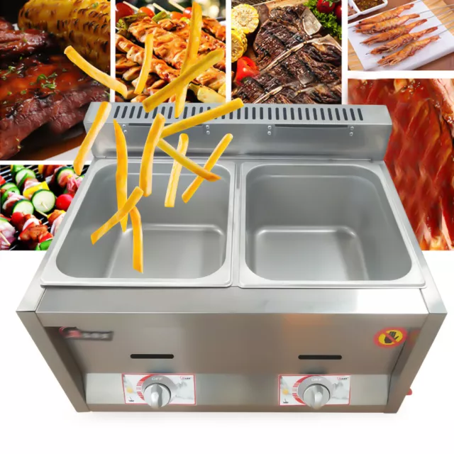 12L Commercial Countertop Gas Fryer Deep Fryer Propane 2  Stainless Steel