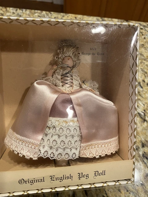 Vintage Wooden Peg Doll in the Box 1940s