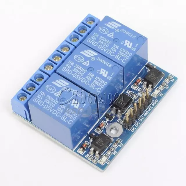 3-Channel Relay With Optocoupler Isolation Module 5mA 3.3V 5V Compatible Signal