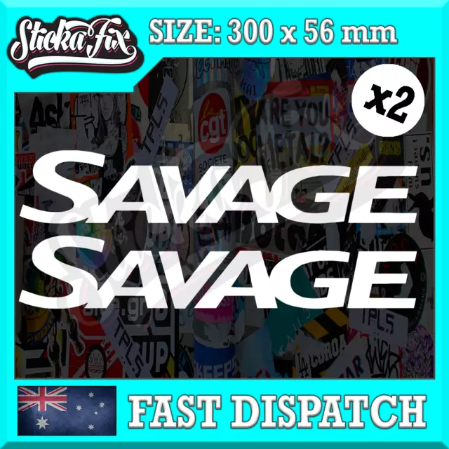 2x 300mm WIDE SAVAGE Boat Sticker to suit Trailer Dingy Vinyl Decal for Fishing