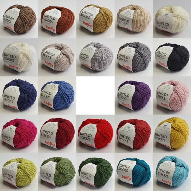 Katia UNITED SOCKS 25g Wolle, Sockenwolle, 4 fach - 24 Farben