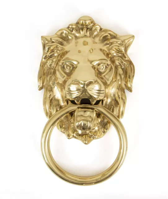 Polished Brass Deluxe Lion Head Front Door Knocker