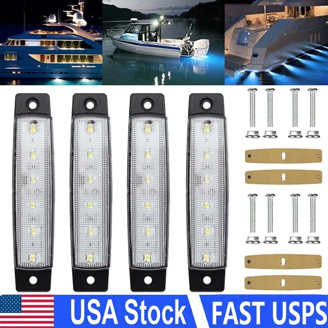 4X Universal LED Marine Boat White Lights Courtesy Light Deck Stern Transom Lamp