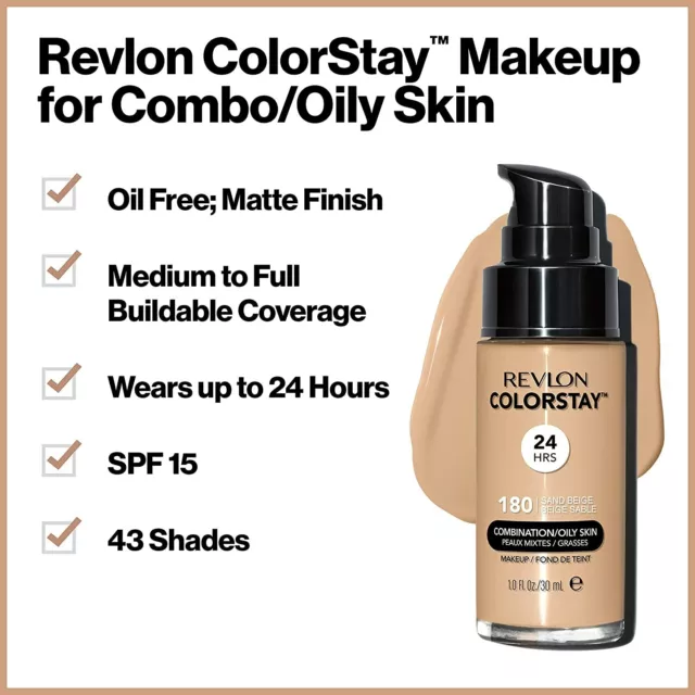 Revlon Colorstay 24Hrs Matt Make-Up Grundierung mit Pumpe 30ml Verpackt - Wähle 3