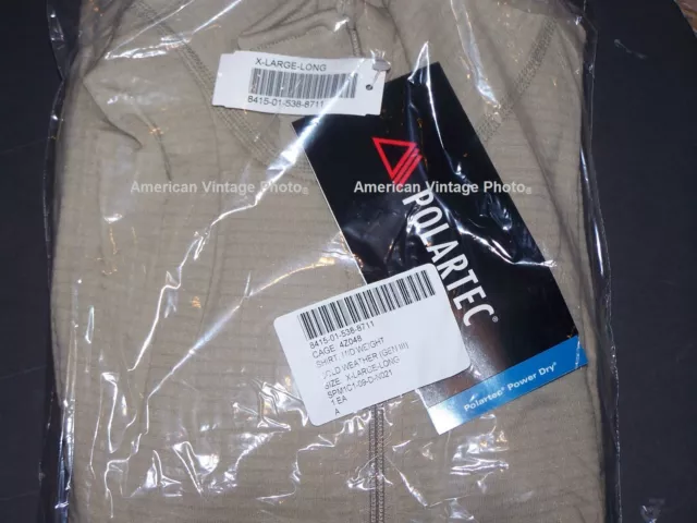 Shirt Fleece Xl-Long Level 2 Gen Iii Grid Cold Weather Ecwcs Military Usa Nib