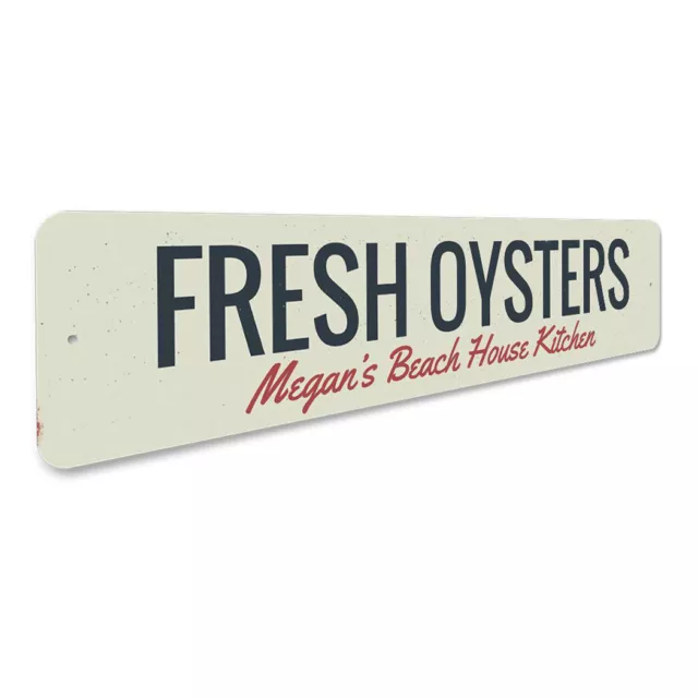Personalized Fresh Oysters Beach House Kitchen Sign Beach Metal Decor - Aluminum 3