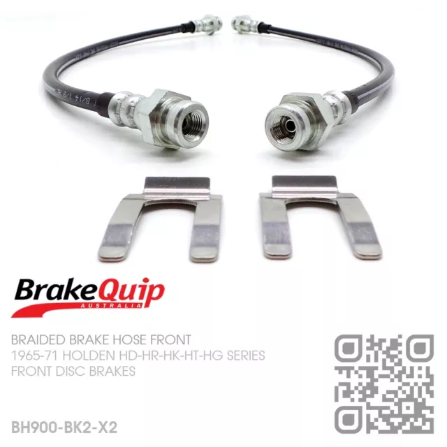 Braided Stainless Brake Hose Disc Brake Front Kit [Holden Hd-Hr/X2] Black