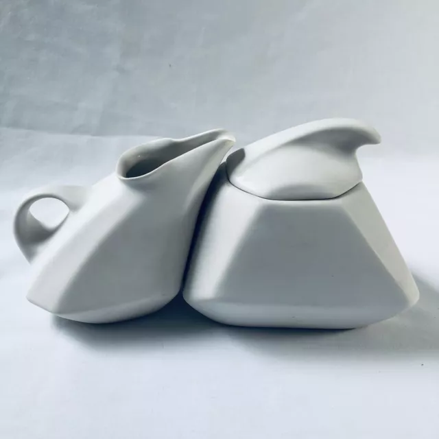 Peter Saenger Porcelain Art Pottery Cream & Sugar Bowl MCM Minimalist unique