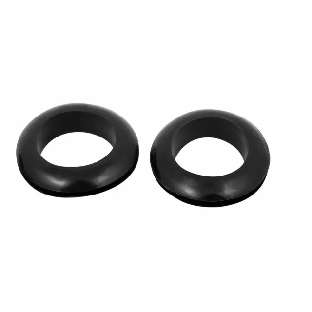 30mm Inner Dia Double Sides Rubber Wire Grommets Gasket Ring Cable Black 10 PCS 2