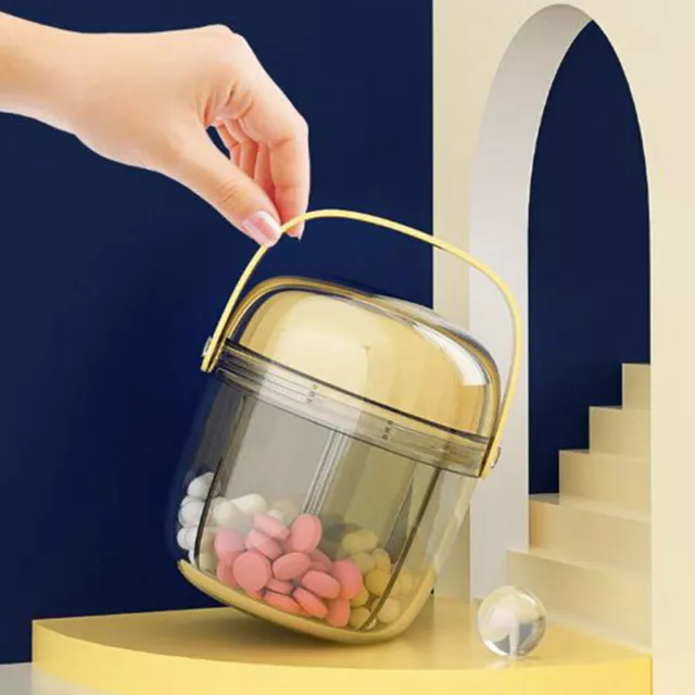 Moisture-proof Pill box Rotary Pills Box Tablets vitamin Organizer Weekly Pil~m'