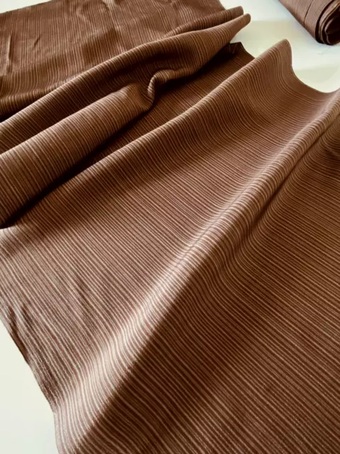Vintage Japanese Kimono Silk Fabric, Brown Stripe Panel 160cm