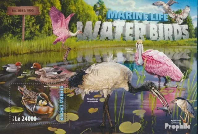 sierra leone sierra-léonais bloc-feuillet 944 neuf 2016 oiseaux d'eau