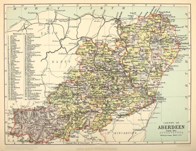 An A3 size repro/ map of  Aberdeen county, original dated 1891.