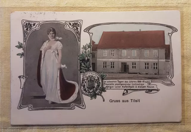 Ak; Gruss aus Tilsit, Ostpreußen, 1917,  Königin Luise Haus, Jugendstilkarte;