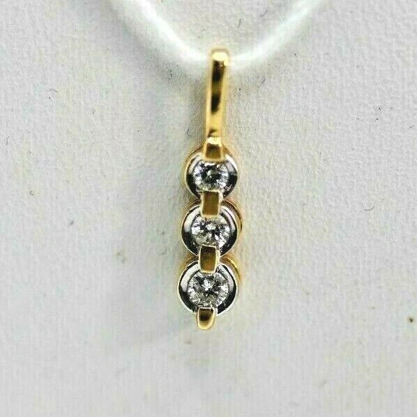 1.29 Ct Round Moissanite Flower Pendant Three-Stone 14K Yellow Gold Plated 925