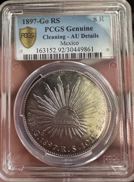 1897 Go RS Mexico 8 Reales Silver Coin PCGS AU Details