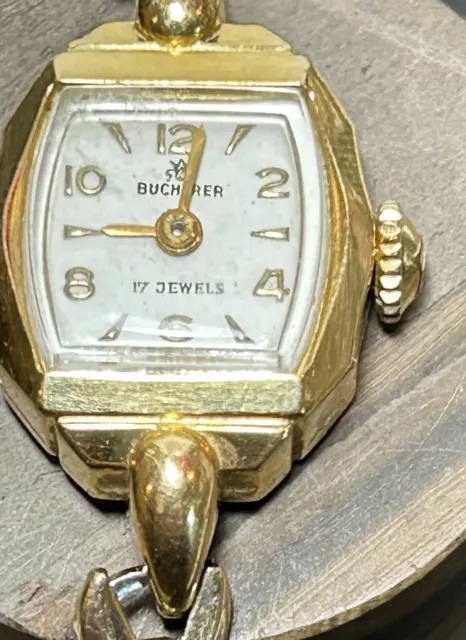 Bucherer 18k Yellow Gold 17j Ladies Wrist Watch Mechanical