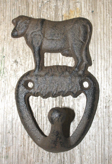 Cast Iron COW Towel Hanger Coat  Hat Hooks, Key Rack RANCH Hook FARM