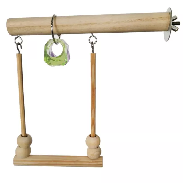 Parrot Swing Natural Wood Bird Toy Stand Perch with Plastic Chew Toy