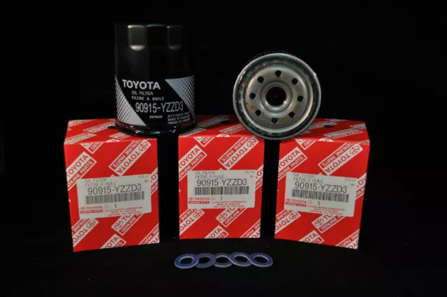 90915-YZZD3, Qty 5, Toyota Oil FIlters With Drain Plug Gaskets