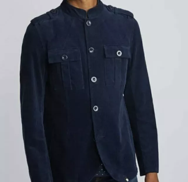 Mandarin collar corduroy military jacket on sale