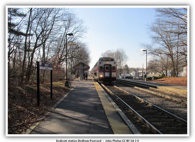 Endicott station Dedham Postcard
