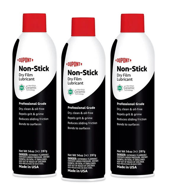 3-Pack DuPont Teflon Non-Stick Dry-Film Lubricant, Reduces Sliding Friction,14oz