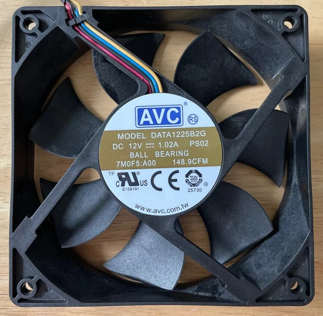 AVC DATA1225B2G PS02 DC12V 1.02A 12CM 4-Wire Case Cooling Fan #E3 EUR ...