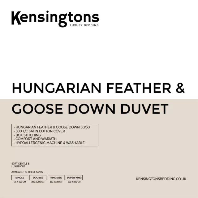 LUXURIOUS Lightweight Hungarian 50% Goose Down and 50% Feather Duvet Quilt UK
