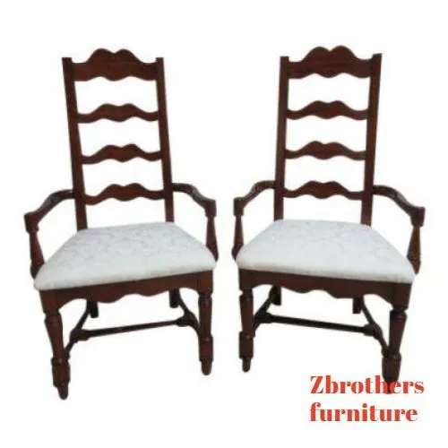 Pair Pennsylvania House Cherry Ladderback Dining Room Desk Arm Chairs Set B