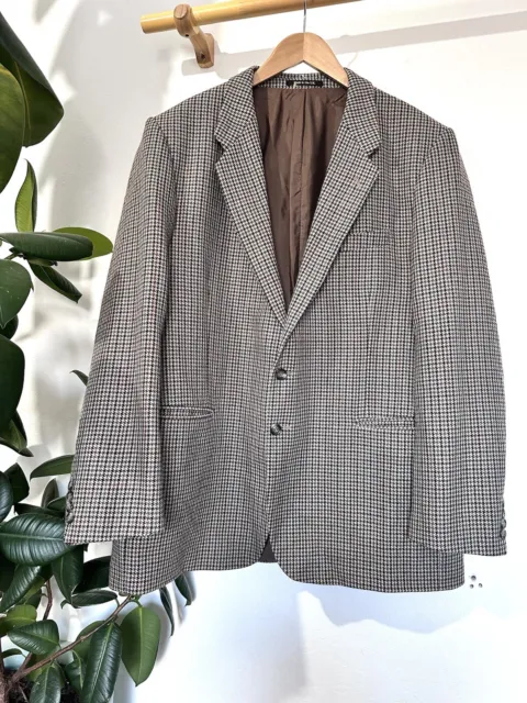Vintage 80s St Michaels Brown Tweed Pure Wool Blazer 44 Inch Chest