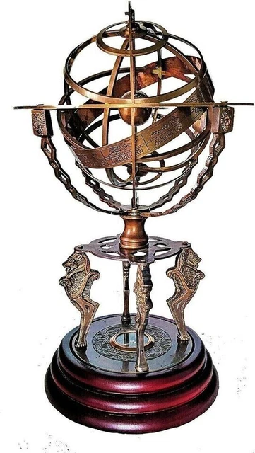 CARTE DU MONDE en laiton avec sphère armillaire antique de 8 pouces,... EUR 100,16 - FR