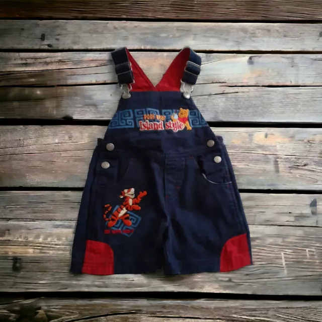 Disney Bib Overall Shorts Shortall Pooh Bear Island Style Embroidered Toddler 2