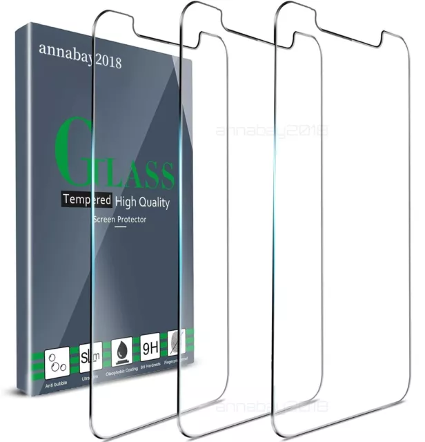 3 PACK For iPhone 15 14 13 12 11 Pro Max XR XS 8 Tempered Glass Screen Protector