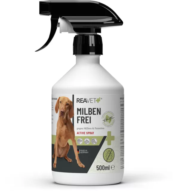 REAVET Milben-Spray für Hunde Katzen & Pferde 500ml Antimilbenspray