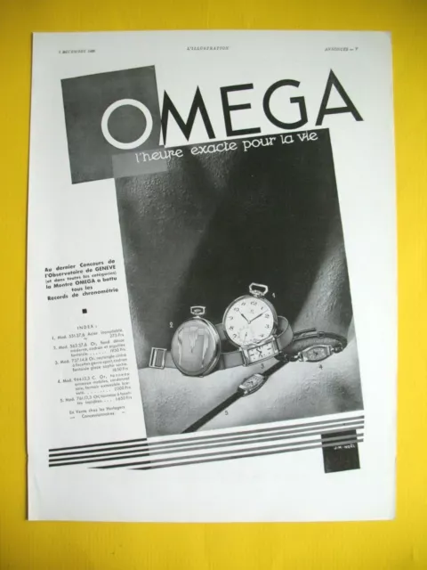 Publicite De Presse Omega Montre De Precision L'heure Exacte Pour La Vie 1932