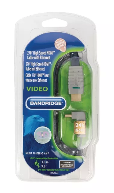 Bandridge HDMI De Alta Velocidad 270 Degradado Angular Plano Con Ethernet (3M)