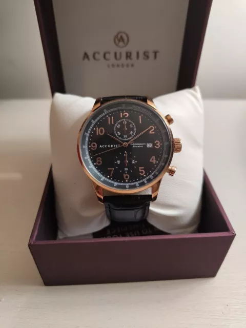 ACCURIST 7101 GENTS Analogue Digital World Time Leather Strap