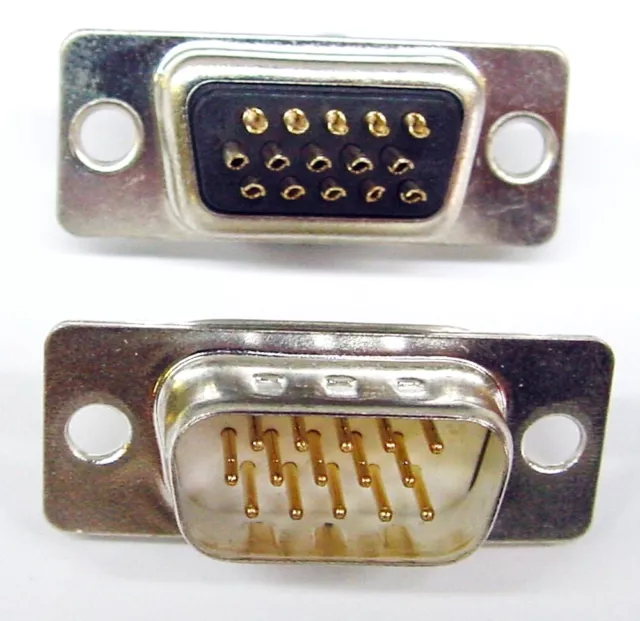 VGA Tipo D Soldador Conector. 15-pin High-Density. Macho/Hembra. Paquete De 5