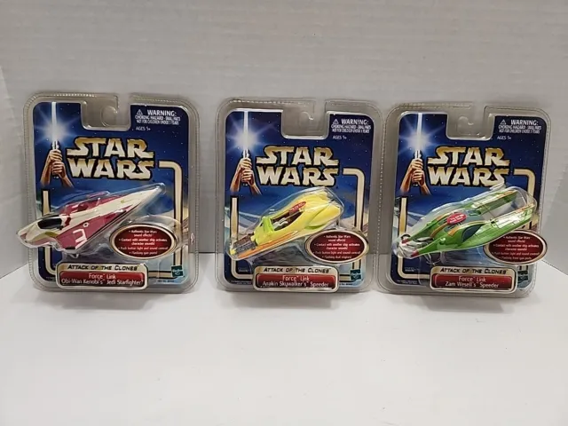 STAR WARS ATTACK OF THE CLONES FORCE LINK OBI-WAN KENOBI'S STARFIGHTER+ 2 Others