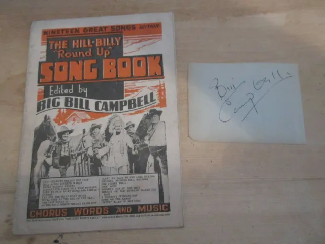 Big Bill Campbell Autograph plus 19-Song Hill Billy Round Up Songbook - 1938