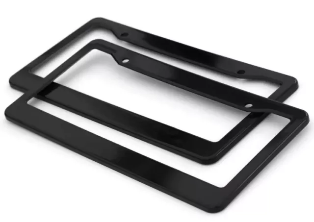 2pc Black Plastic License Plate Frame Tag Cover for Car SUV Van Truck - D