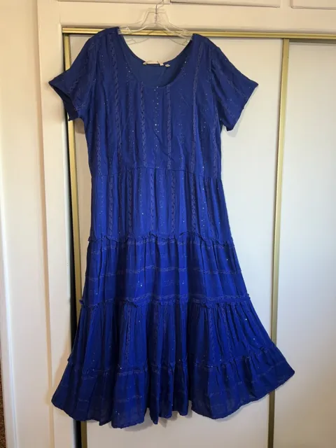NWT  Soft Surroundings  XL Maxi Dress Blue Kara  Shimmer  Original price $150
