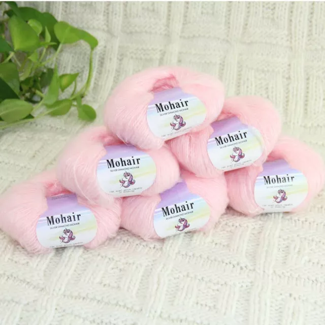 Sale 6BallsX25gr Fluffy Lace Mohair Warm Shawl Rugs Hand Knit Crocheted Yarn 03